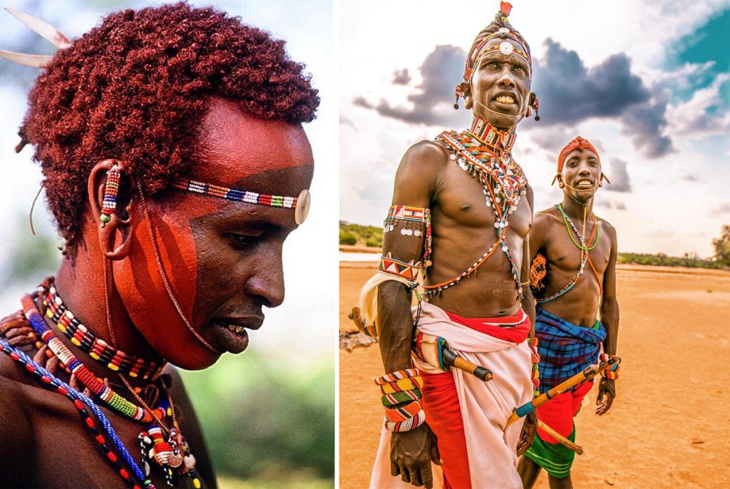 Samburu warriors with red ochre hair